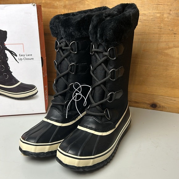 JBU Women's Black and Cream Winter Boots - Picture 2 of 5